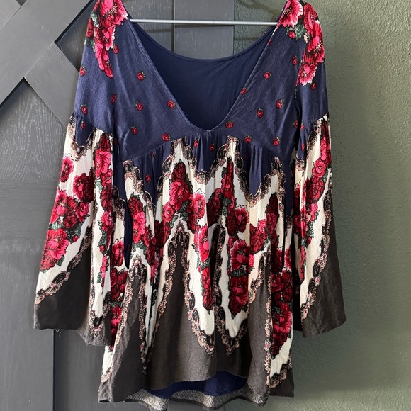 Free People Falling Tapestry Floral Rose Babydoll Dress - Picture 3 of 9